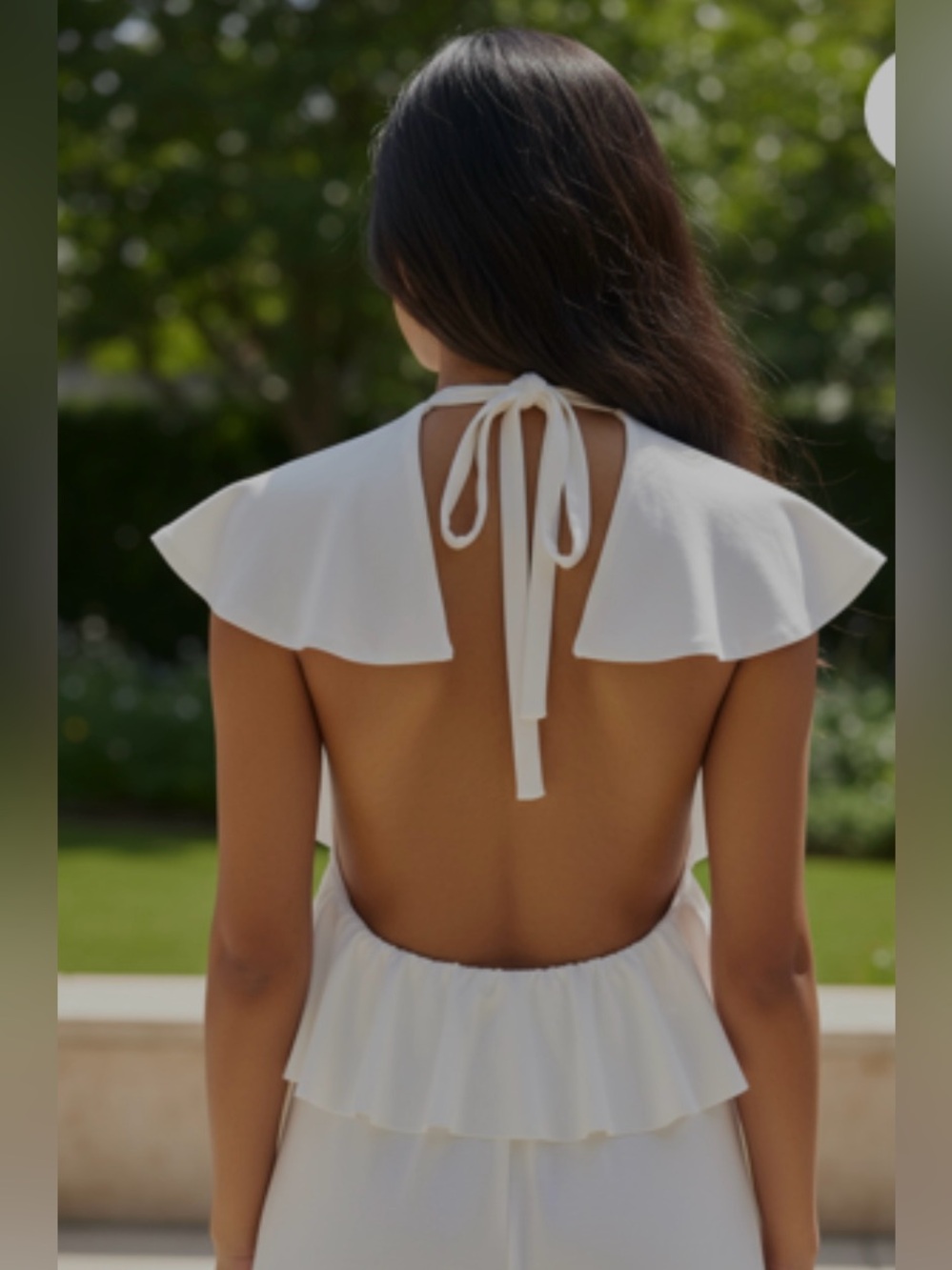 Susana Monaco White Ruffle Tie Back Top Size M NWT - Picture 5 of 11